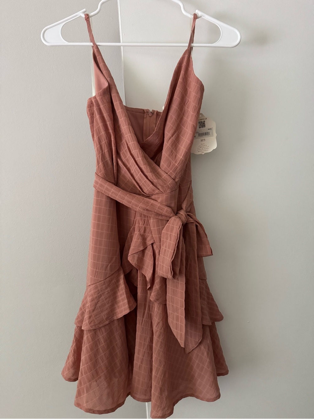 Altar'd State Dusty Rose Wrap Mini Dress with Ruffle Skirt